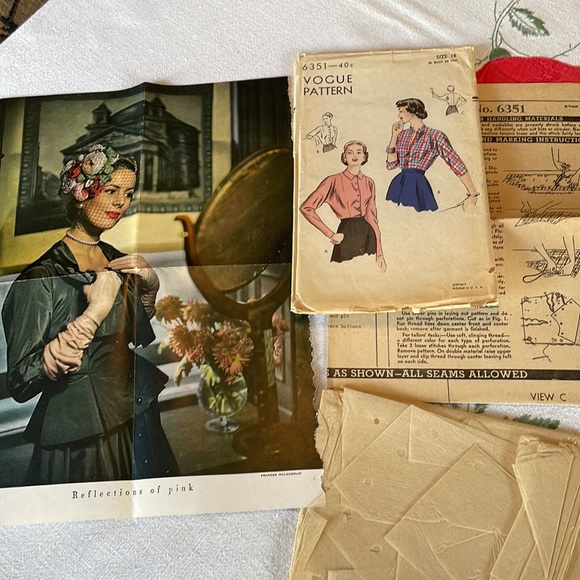 Vintage Vogue Pattern, 6351, size 18, 36 bust, 39 hip ca 1950's - Picture 7 of 11